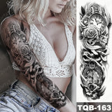 Large Arm Sleeve Tattoo Lion Crown King Rose Waterproof Temporary Tatoo Sticker Wild Wolf Tiger Men Full Skull Totem Fake Tatto