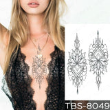 Waterproof Temporary Tattoo Sticker Chest Lace Henna Mandala Flash Tattoos Wolf Diamond Flower Body Art Arm Fake Tatoo Women Men