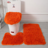 3pcs/set Solid Color Bathroom Mat Set Fluffy Hairs Bath Carpets Modern Toilet Lid Cover Rugs Kit Rectangle 50*80 50*40 45*50cm