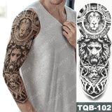 Large Arm Sleeve Tattoo Lion Crown King Rose Waterproof Temporary Tatoo Sticker Wild Wolf Tiger Men Full Skull Totem Fake Tatto