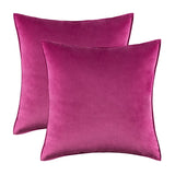 Pack of 2 Decorative Velvet Throw Pillow Cover Soft Rose Red Pillow Cover Solid Square Cushion Case for Sofa Bedroom