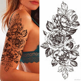 Big Rose Waterproof Temporary Tattoo Flower Butterfly Bird Hipster Fashion Woman Fake Body Arm Sticker Man Tatoo Art Leg Totem