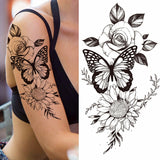 Big Rose Waterproof Temporary Tattoo Flower Butterfly Bird Hipster Fashion Woman Fake Body Arm Sticker Man Tatoo Art Leg Totem