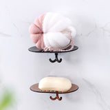 Free Punching Wall Mounted Soap Plate Bathroom Soap Box Storage Rack Plastic Holder Creative 2 Hook Hang Bathing Accessories