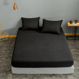 1pc Black Color Fitted Sheet Single/Queen/King Size drap de lit Bed Sheet Sets Solid Double Bed Sheets (no Pillowcase)