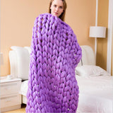 Fashion chunky merino wool blanket thick large yarn roving knitted blanket winter warm throw blankets sofa bed blanket