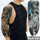 Large Arm Sleeve Tattoo Lion Crown King Rose Waterproof Temporary Tatoo Sticker Wild Wolf Tiger Men Full Skull Totem Fake Tatto