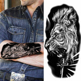 1pc Animal Lion Women Waterproof Temporary Tattoos Fake Stickers Arm Sun Art Black Cross Jesus 3D Praying Fashion Decoration