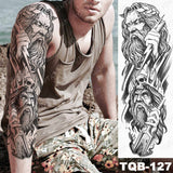 Large Arm Sleeve Tattoo Japanese Dragon Prajna Waterproof Temporary Tatto Sticker Mechanical Body Art Full Fake Tatoo Women Men