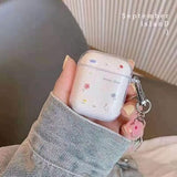 Cute Fresh Flower Transparent Case for Apple Airpods 1 2 Case with KeyChain for AirPods Pro Bluetooth Earphone Protective Case