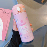 Stainless Steel Thermos Vacuum Flask Creative Straw Cup Cute Thermal Insulation Water Bottle Practical Gift About 380ml