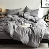 Bedding Set High Quality Skin Friendly Fabric Black Duvet Cover Set Solid Color Single Double King Size Quilt Cover Set