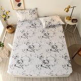 Fitted Bed Sheet with Pillowcase Red Heart Printed White Color drap housse 180x200cm Sheet on Elastic