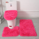 3pcs/set Solid Color Bathroom Mat Set Fluffy Hairs Bath Carpets Modern Toilet Lid Cover Rugs Kit Rectangle 50*80 50*40 45*50cm