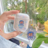 Cute Fresh Flower Transparent Case for Apple Airpods 1 2 Case with KeyChain for AirPods Pro Bluetooth Earphone Protective Case