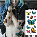 Butterfly Waterproof Temporary Tattoo Stickers Moth Rose Flower Dark Flash Tatto Women Sexy Body Art Arm Neck Fake Tattoos Men