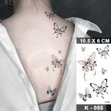 Butterfly Waterproof Temporary Tattoo Stickers Moth Rose Flower Dark Flash Tatto Women Sexy Body Art Arm Neck Fake Tattoos Men