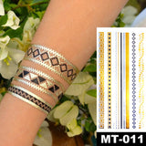 Waterproof Temporary Tattoo Sticker Gold Silver Henna Indian Hand Painted Glitter Tattoos Women Mandala Flower Feather Body Art