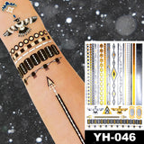 Waterproof Temporary Tattoo Sticker Gold Silver Henna Indian Hand Painted Glitter Tattoos Women Mandala Flower Feather Body Art
