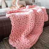 Fashion chunky merino wool blanket thick large yarn roving knitted blanket winter warm throw blankets sofa bed blanket