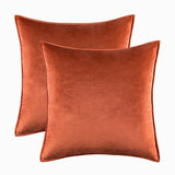 Pack of 2 Decorative Velvet Throw Pillow Cover Soft Rose Red Pillow Cover Solid Square Cushion Case for Sofa Bedroom