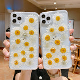 Dry Flower Transparent Phone Case For iphone 11 12 13 14 mini Pro Max XS X XR 7 8 plus SE  Soft Shockproof Cases Cover