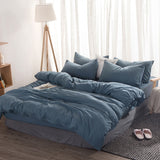 Product Solid Color 3/4 Pcs Bedding Set Microfiber Bedclothes Navy Blue Gray Bed Linens Duvet Cover Set Bed Sheet