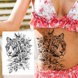 Black Flower Rose Waterproof Temporary Bird Snake Sexy Body Arm Leg Gem Henna Tattoo Fashion Big Fake Sleeve Sticker