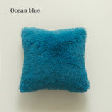 New Fluffy Fur Decorative Throw Pillow Cover Luxury Crystal Plush Velvet Soft Cushion Cover Solid Dyed Sofa Car Bed Pillowcases