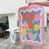 Fluffy Tulip Mat Soft Bedroom Bed Side Carpet Rug Area Anti Dust Floor Pad Entrance Doormat French Aesthetic Home Decor