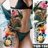 Large Arm Sleeve Tattoo Lion Crown King Rose Waterproof Temporary Tatoo Sticker Wild Wolf Tiger Men Full Skull Totem Fake Tatto