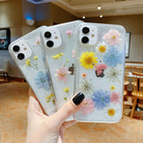 Dry Flower Transparent Phone Case For iphone 11 12 13 14 mini Pro Max XS X XR 7 8 plus SE  Soft Shockproof Cases Cover