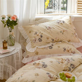 Korean Princess Style Lotus Leaf Lace Pillowcase 100% Cotton Plant Floral Cushion Cover Bed Head Pillow Cover Home Deco