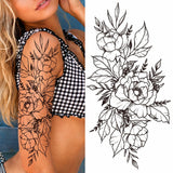 Big Rose Waterproof Temporary Tattoo Flower Butterfly Bird Hipster Fashion Woman Fake Body Arm Sticker Man Tatoo Art Leg Totem