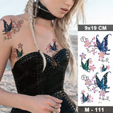 Butterfly Waterproof Temporary Tattoo Stickers Moth Rose Flower Dark Flash Tatto Women Sexy Body Art Arm Neck Fake Tattoos Men