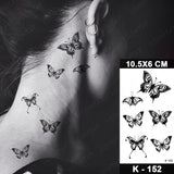 Butterfly Waterproof Temporary Tattoo Stickers Moth Rose Flower Dark Flash Tatto Women Sexy Body Art Arm Neck Fake Tattoos Men