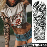 Large Arm Sleeve Tattoo Lion Crown King Rose Waterproof Temporary Tatoo Sticker Wild Wolf Tiger Men Full Skull Totem Fake Tatto