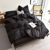 Bedding Set High Quality Skin Friendly Fabric Black Duvet Cover Set Solid Color Single Double King Size Quilt Cover Set