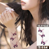 Butterfly Waterproof Temporary Tattoo Stickers Moth Rose Flower Dark Flash Tatto Women Sexy Body Art Arm Neck Fake Tattoos Men