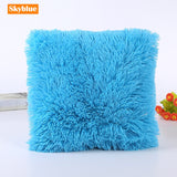 New Fluffy Fur Decorative Throw Pillow Cover Luxury Crystal Plush Velvet Soft Cushion Cover Solid Dyed Sofa Car Bed Pillowcases