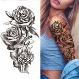 Big Rose Waterproof Temporary Tattoo Flower Butterfly Bird Hipster Fashion Woman Fake Body Arm Sticker Man Tatoo Art Leg Totem