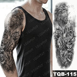 Large Arm Sleeve Tattoo Lion Crown King Rose Waterproof Temporary Tatoo Sticker Wild Wolf Tiger Men Full Skull Totem Fake Tatto