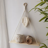 Wall Hanging Shelf Tassel Wood Decor Woven Wall Hanging Board Shelves for Home Decor Bedroom Living Room Cake Stand