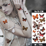 Butterfly Waterproof Temporary Tattoo Stickers Moth Rose Flower Dark Flash Tatto Women Sexy Body Art Arm Neck Fake Tattoos Men