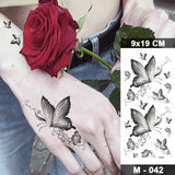 Butterfly Waterproof Temporary Tattoo Stickers Moth Rose Flower Dark Flash Tatto Women Sexy Body Art Arm Neck Fake Tattoos Men