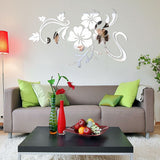 Fresh Flowers Reflector Ball Room Bathroom Decor Acrylic Wall Mirror Irregular Mirror Living Room Decoration Mini Sticker Mirror