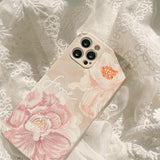 Retro big flower soft silicone 3d leather phone case for iphone 13 11 14 pro max 12 mini 7 8 plus x xr xs max cute conque shell