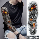 Large Arm Sleeve Tattoo Lion Crown King Rose Waterproof Temporary Tatoo Sticker Wild Wolf Tiger Men Full Skull Totem Fake Tatto