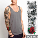 Large Arm Sleeve Tattoo Lion Crown King Rose Waterproof Temporary Tatoo Sticker Wild Wolf Tiger Men Full Skull Totem Fake Tatto