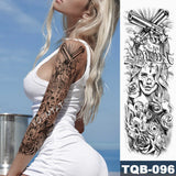 Large Arm Sleeve Tattoo Lion Crown King Rose Waterproof Temporary Tatoo Sticker Wild Wolf Tiger Men Full Skull Totem Fake Tatto